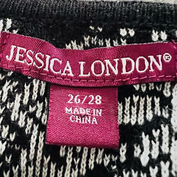Jessica London Black & White Floral Soft Stretchy Cardigan Sweater - Plus 26/28 - Picture 8 of 10